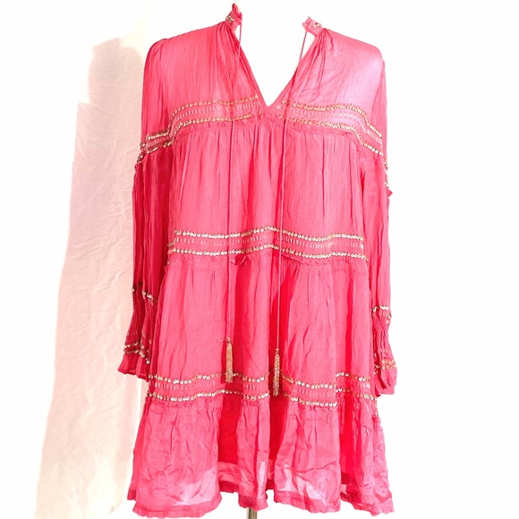 Free People Dresses & Skirts - Rare Free People Pink Sequin Tunic Dress S EUC